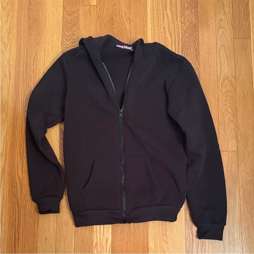 Classic Black Fleece Lined Full-Zip Hoodie Boys Size 14/16